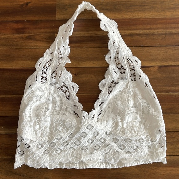 Free People Adella Lace Halter Bralette Ivory - Picture 8 of 12